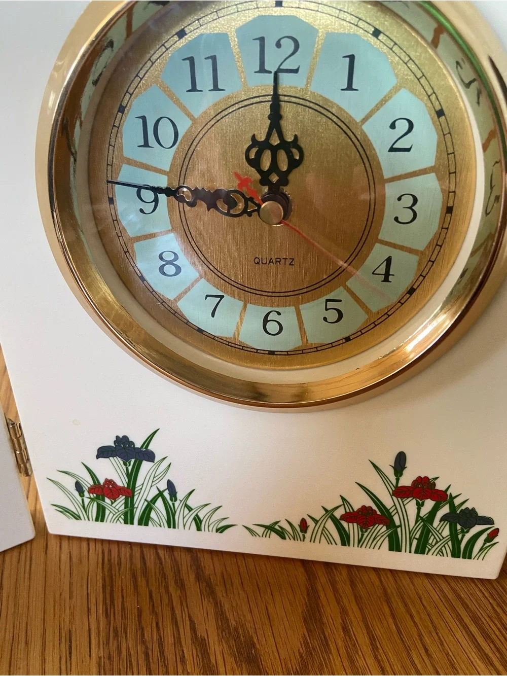 Vintage Japanese Dual Photo Frame & Mantle Clock
